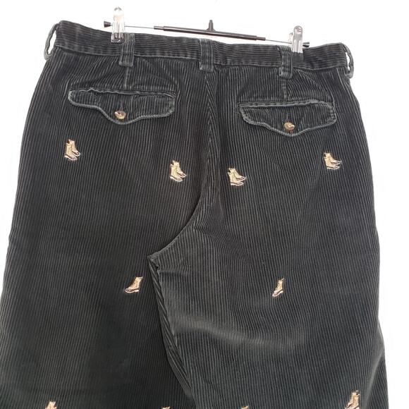 LL Bean Duck Boot Corduroy Pants Mens 34 Green Classic Fit Embroidered Winter - Picture 13 of 16